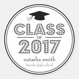 Adesivo Redondo Classe De Favor Da Graduação 2017 (Cinza/Preto)