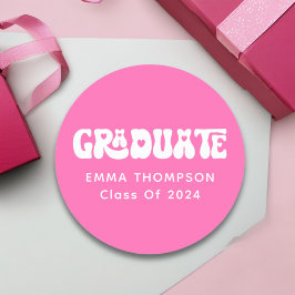 Adesivo Redondo Classe De Formando Rosa Quente Retroativa De 2024