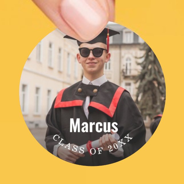 Adesivo Redondo Classe de Foto Graduação de 2025 (Criador carregado)