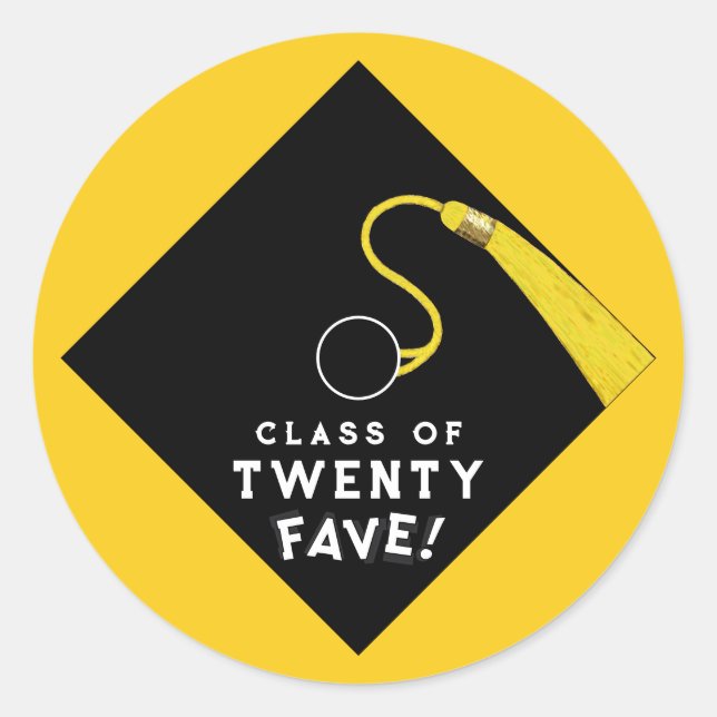 Adesivo Redondo Classe de Graduação Amarela de 2025 (Frente)