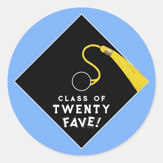 Adesivo Redondo Classe de Graduação Azul Claro de 2025 (Frente)