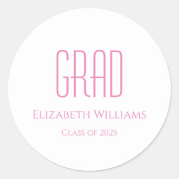 Adesivo Redondo Classe de Graduação da Tipografia Rosa Simples 202