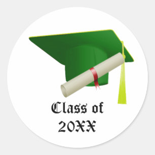 Adesivo Redondo Classe de Graduação do Boné Verde 20XX