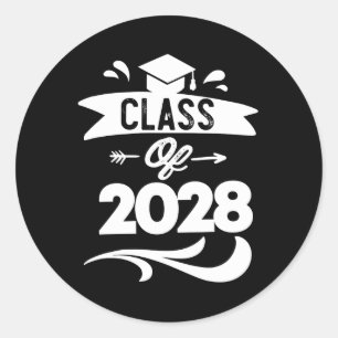 Adesivo Redondo Classe de graduação do Mais velho 2028 TShirt 2028