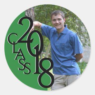 Adesivo Redondo Classe de Graduação Green Varsity 2018 com Foto