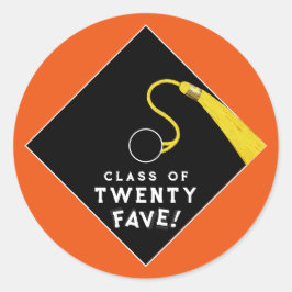 Adesivo Redondo Classe de Graduação Laranja de 2025