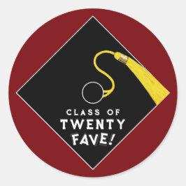 Adesivo Redondo Classe de Graduação Maroon de 2025