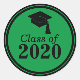 Adesivo Redondo Classe de Graduação Verde em Preto 2024