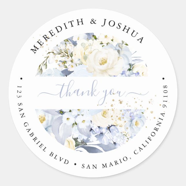 Adesivo Redondo Classe de Lembrancinhas de Casamento de Rosas Crem (Frente)