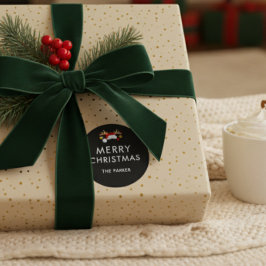 Adesivo Redondo Classe de Natal com Cor Personalizada Minimalista 