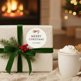 Adesivo Redondo Classe de Natal com Cor Personalizada Minimalista 