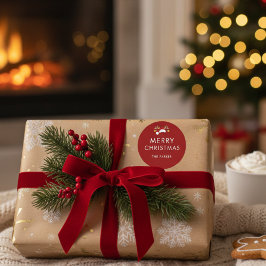 Adesivo Redondo Classe de Natal de Cor Personalizada Minimalista M