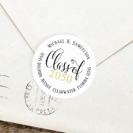 Adesivo Redondo Classe de Script Elegante Moderno de Graduação de 