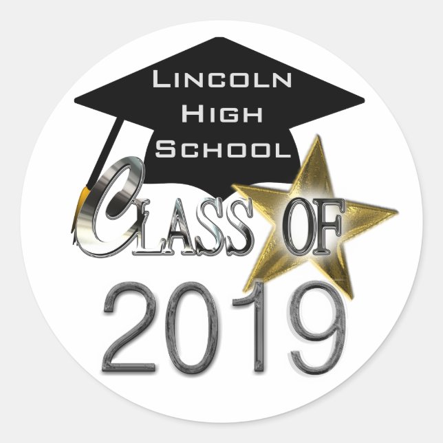 Adesivo Redondo Classe De Selos De Graduação De 2019 (Frente)