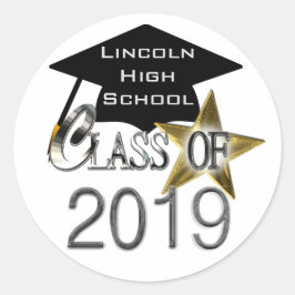 Adesivo Redondo Classe De Selos De Graduação De 2019
