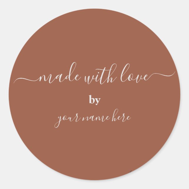 Adesivo Redondo Classe de Terracotta de Embalagem Elegante Simples (Frente)