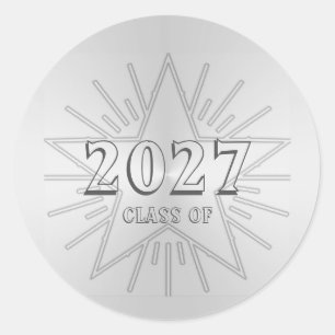 Adesivo Redondo Classe do dia de graduação de 2027 por Janz Silver