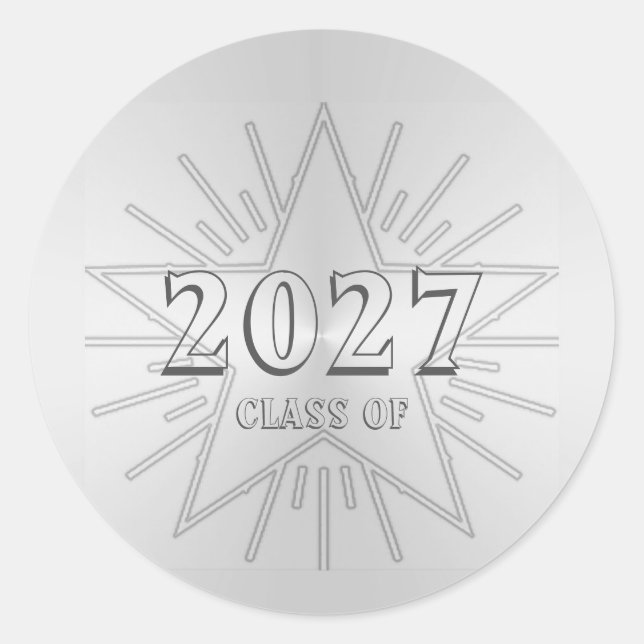 Adesivo Redondo Classe do dia de graduação de 2027 por Janz Silver (Frente)