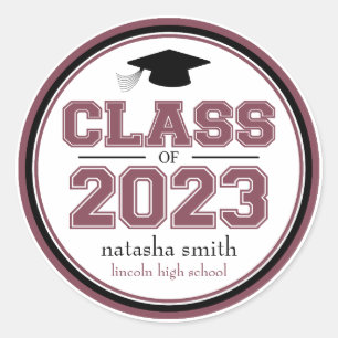 Adesivo Redondo Classe Do Favor Da Graduação 2023 (Maroon)