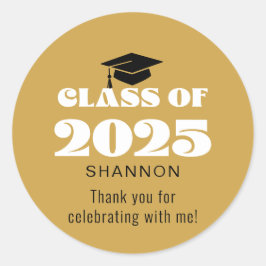 Adesivo Redondo Classe Dourada Moderna de 2025 Obrigado