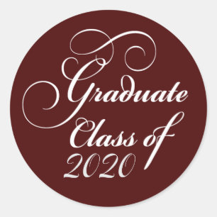 Adesivo Redondo Classe Elegante de Graduação de Vermelho 2020 Ob