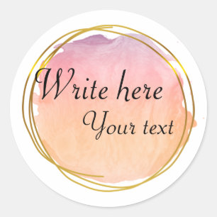 Adesivo Redondo Classe Elegante Dourada do Círculo Laranja Vermelh