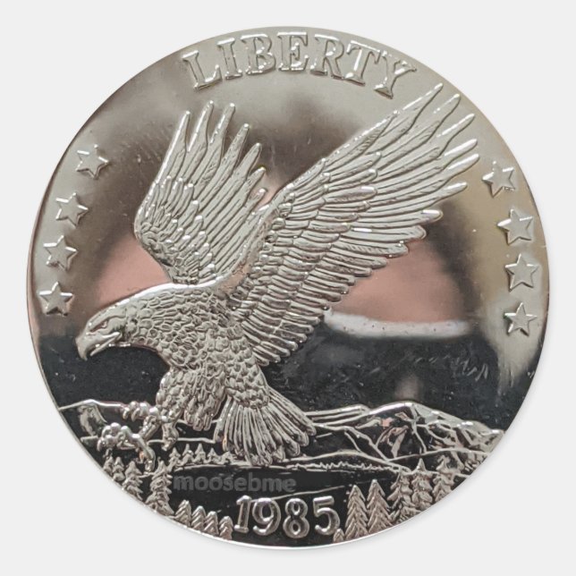 Adesivo Redondo Classe frontal de 1985 Solid Silver Liberty Double (Frente)