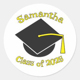 Adesivo Redondo Classe Personalizada de Amarelo de Graduação 2025