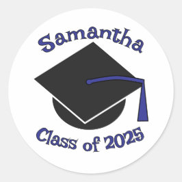 Adesivo Redondo Classe Personalizada de Azul de Graduação 2025