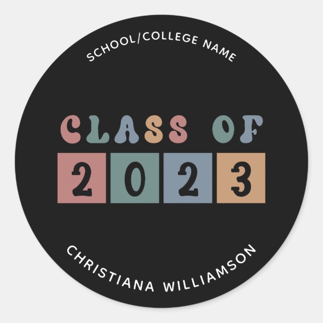 Adesivo Redondo Classe Retroativa Personalizada de Graduação 2023 (Frente)