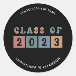 Adesivo Redondo Classe Retroativa Personalizada de Graduação 2023