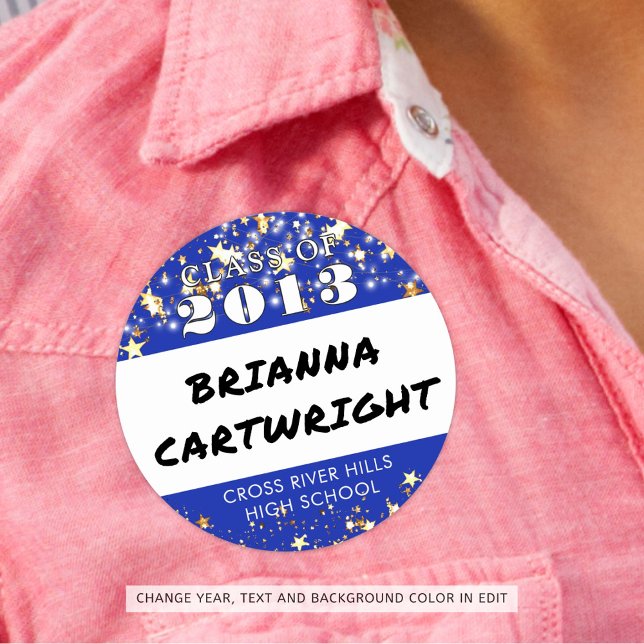 Adesivo Redondo Classe Reunião Royal Blue Dourado Stars Nomes de e (Criador carregado)