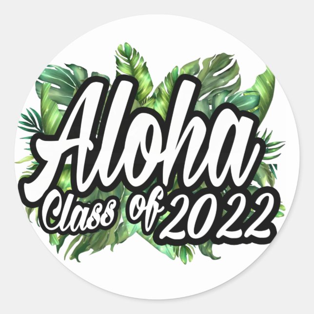 Adesivo Redondo Classe Tropical Aloha de 2022 Partido Luau Havaian (Frente)