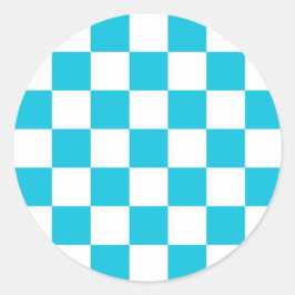 Adesivo Redondo Classic aqua blue checkerboard