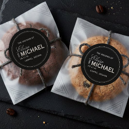 Adesivo Redondo Classic Black Calligraphy Formal Wedding