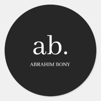 Adesivo Redondo Classic Black White Minimal Monogram Design