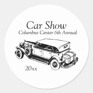 Adesivo Redondo Classic Car Show Stickers Customize