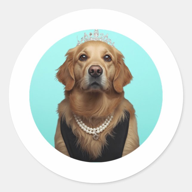 Adesivo Redondo Classic Chic Breakfast Poster Golden Retriever (Frente)