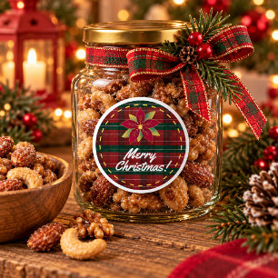 Adesivo Redondo Classic Christmas Plaid Round Sticker