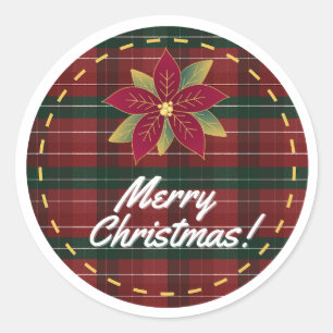 Adesivo Redondo Classic Christmas Plaid Round Sticker
