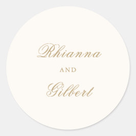 Adesivo Redondo Classic Ivory and Gold Timeless Wedding