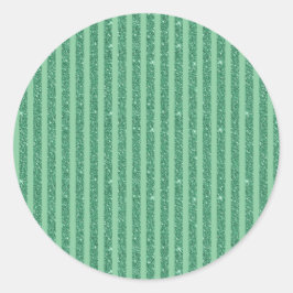 Adesivo Redondo Classic Jade Green Glitter Style Vertical Stripes