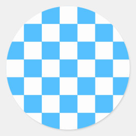 Adesivo Redondo Classic light blue checkerboard 