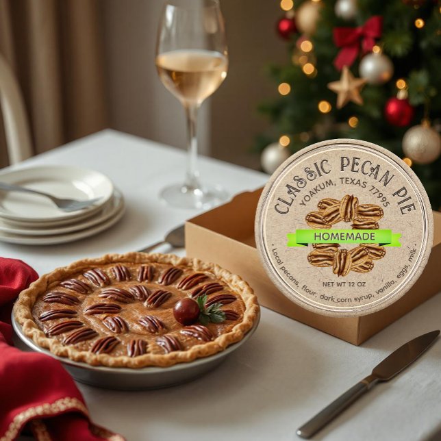 Adesivo Redondo CLASSIC PECAN PIE Grunge Font Kraft Brown (Criador carregado)