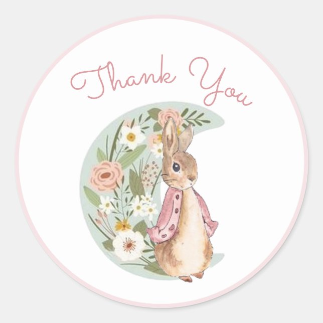 Adesivo Redondo Classic Peter the Rabbit Beatrix Potter Birthday (Frente)