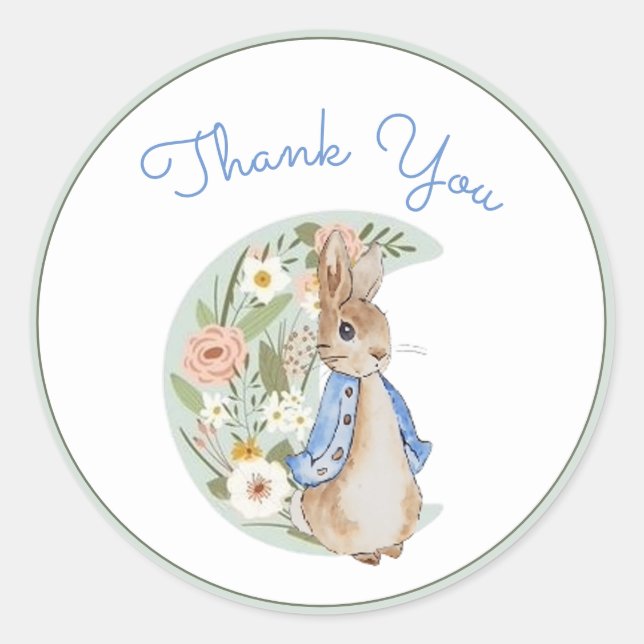 Adesivo Redondo Classic Peter the Rabbit Beatrix Potter Birthday (Frente)