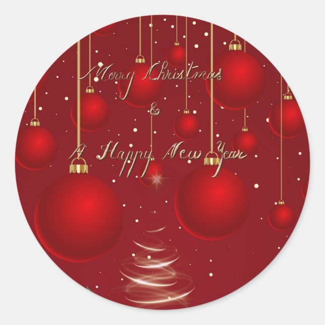 Adesivo Redondo  Classic Red Christmas Ornaments Christmas  (Frente)