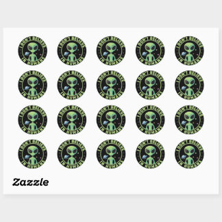 Adesivo Redondo Classic Round Stickers – Space Alien Characters