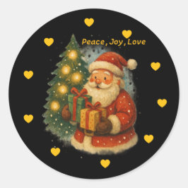 Adesivo Redondo Classic Santa Under Tree Christmas Round Sticker