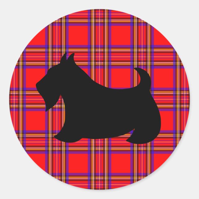 Adesivo Redondo Classic Scotty Dog Scottish Terrier Sticker (Frente)